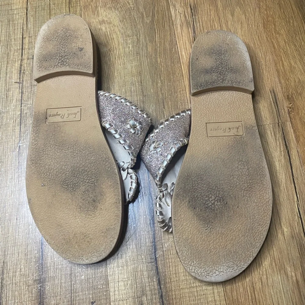Jack Rogers Girls Miss Sparkle Leather Sparkle Sandals Champagne Size 4